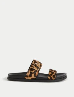 Suede Leopard Print Sandals