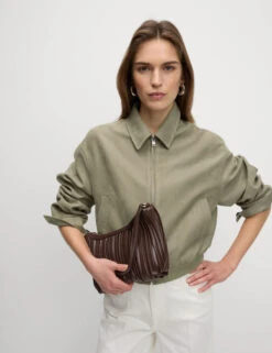 Suedette Relaxed Harrington Jacket