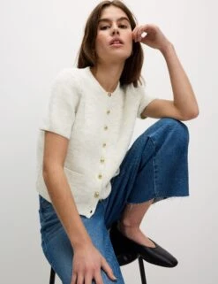 Textured Button Front Cardigan