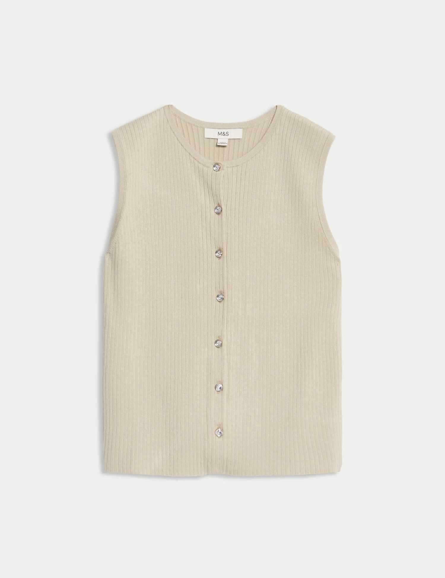 Textured Crew Neck Button Through Waistcoat 4 Textured Crew Neck Button Through Waistcoat - Image 2