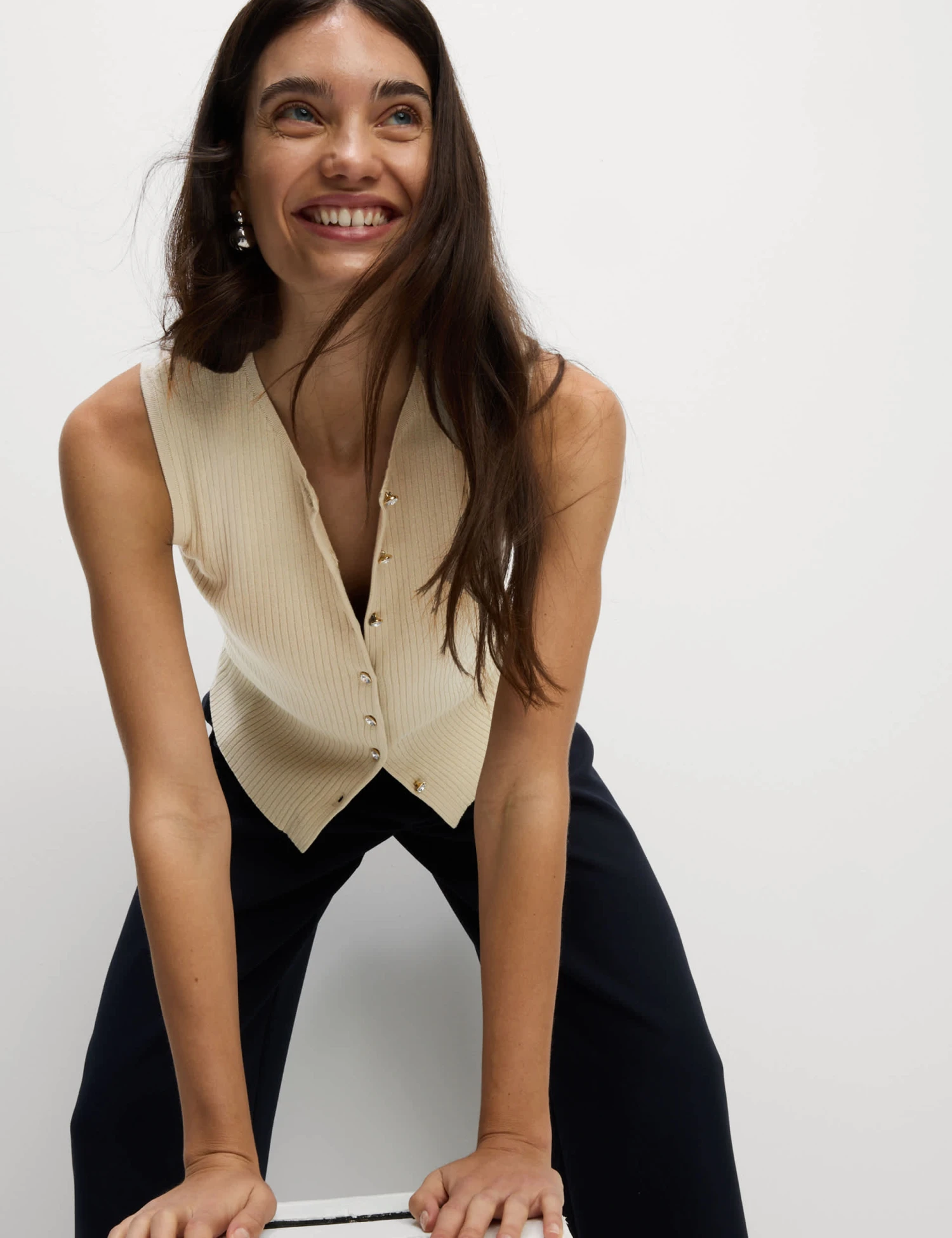 Textured Crew Neck Button Through Waistcoat 6 Textured Crew Neck Button Through Waistcoat - Image 4