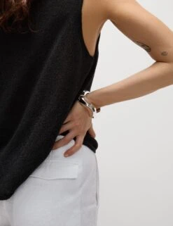 Textured Crew Neck Knitted Vest With Cotton -M&S Textured Crew Neck Knitted Vest with Cotton 5