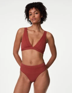 Textured High Waisted High Leg Bikini Bottoms 24 Textured High Waisted High Leg Bikini Bottoms -M&S Textured High Waisted High Leg Bikini Bottoms 2