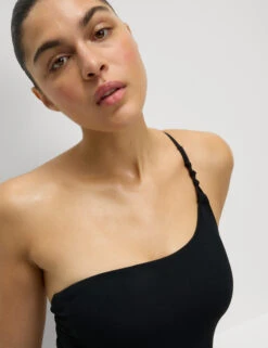 Textured One Shoulder Padded Swimsuit -M&S Textured One Shoulder Padded Swimsuit 2