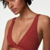 Textured Padded Plunge V-Neck Bikini Top