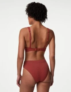 Textured Padded Plunge V-Neck Bikini Top -M&S Textured Padded Plunge V Neck Bikini Top 4