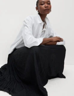 Textured Pleated Midi Slip Skirt -M&S Textured Pleated Midi Slip Skirt 5