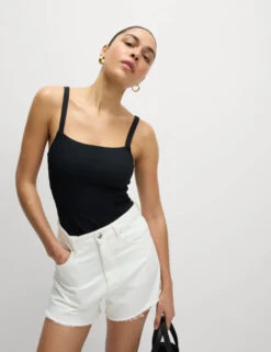 Textured Square Neck Tankini Top