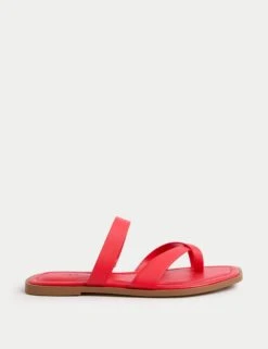 Toe Loop Strappy Flat Mules