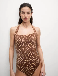 Tummy Control Printed Halterneck Swimsuit