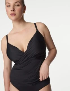 Tummy Control Wired Plunge Tankini Top D-F