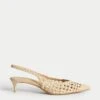Woven Kitten Heel Slingback Shoes -M&S Woven Kitten Heel Slingback Shoes