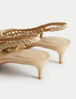 Woven Kitten Heel Slingback Shoes -M&S Woven Kitten Heel Slingback Shoes 2