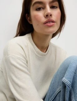 Air-Yarn Embellished Crew Neck Jumper -M&S air yarn embellished crew neck jumper 8