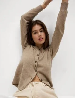 Air-Yarn Ribbed Crew Neck Cardigan -M&S air yarn ribbed crew neck cardigan 10