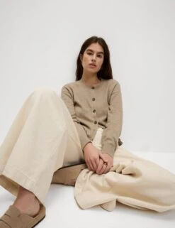 Air-Yarn Ribbed Crew Neck Cardigan -M&S air yarn ribbed crew neck cardigan 13