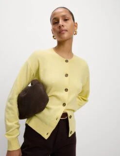 Air-Yarn Ribbed Crew Neck Cardigan -M&S air yarn ribbed crew neck cardigan 17