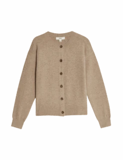 Air-Yarn Ribbed Crew Neck Cardigan -M&S air yarn ribbed crew neck cardigan