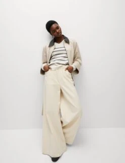 Air-Yarn Striped V-Neck Jumper -M&S air yarn striped v neck jumper 11