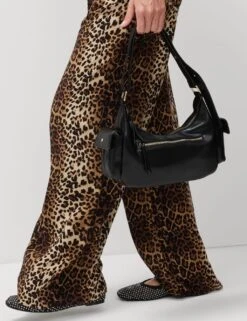 Animal Print Drawstring Wide Leg Trousers -M&S animal print drawstring wide leg trousers 13