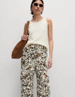 Animal Print Drawstring Wide Leg Trousers -M&S animal print drawstring wide leg trousers 14