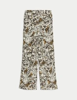 Animal Print Drawstring Wide Leg Trousers -M&S animal print drawstring wide leg trousers 16