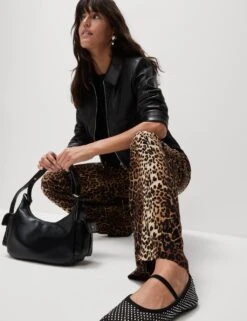 Animal Print Drawstring Wide Leg Trousers -M&S animal print drawstring wide leg trousers 8