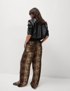 Animal Print Drawstring Wide Leg Trousers -M&S animal print drawstring wide leg trousers 9