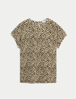Animal Print Plisse Top -M&S animal print plisse top 10