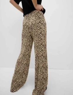 Animal Print Plisse Wide Leg Trousers -M&S animal print plisse wide leg trousers 8