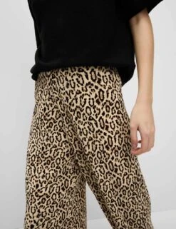 Animal Print Plisse Wide Leg Trousers -M&S animal print plisse wide leg trousers 9