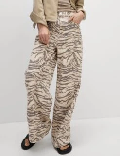 Animal Print Wide Leg Jeans -M&S animal print wide leg jeans 10