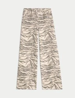 Animal Print Wide Leg Jeans -M&S animal print wide leg jeans 14