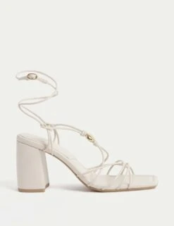 Beaded Trim Buckle Strappy Block Heel Sandals -M&S beaded trim buckle strappy block heel sandals 7