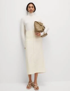 Boucle Split Back Midaxi A-Line Skirt With Wool -M&S boucle split back midaxi a line skirt with wool 12