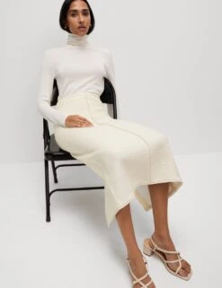 Boucle Split Back Midaxi A-Line Skirt With Wool -M&S boucle split back midaxi a line skirt with wool 9