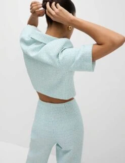 Boucle Tweed Textured Wide Leg Trousers -M&S boucle tweed textured wide leg trousers 11