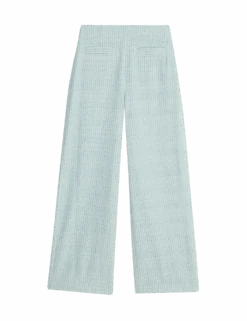 Boucle Tweed Textured Wide Leg Trousers -M&S boucle tweed textured wide leg trousers