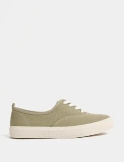 Canvas Lace Up Trainers -M&S canvas lace up chunky trainers 1