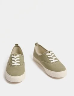 Canvas Lace Up Trainers -M&S canvas lace up chunky trainers 2