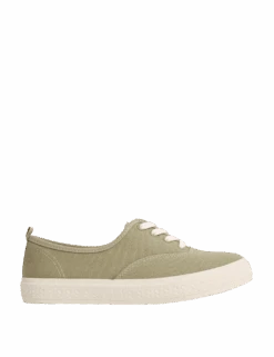 Canvas Lace Up Trainers -M&S canvas lace up chunky trainers