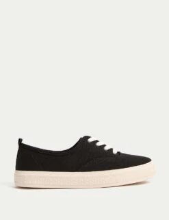Canvas Lace Up Trainers -M&S canvas lace up chunky trainers 4
