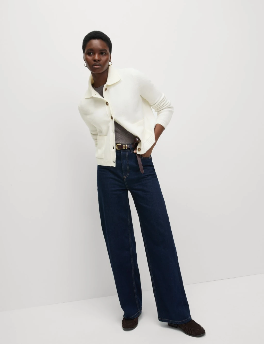 Collared Neck Relaxed Fit Knitted Jacket 15 Collared Neck Relaxed Fit Knitted Jacket - Image 13