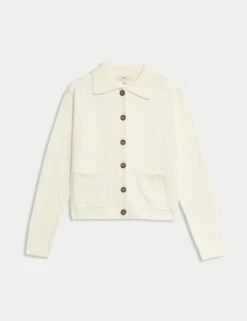 Collared Neck Relaxed Fit Knitted Jacket 21 Collared Neck Relaxed Fit Knitted Jacket -M&S collared neck relaxed fit knitted jacket 6