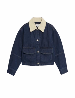 Collared Relaxed Denim Jacket -M&S collared relaxed denim jacket