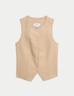 Collarless Suedette Waistcoat -M&S collarless waistcoat 4