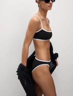 Contrast Trim High Leg Bikini Bottoms -M&S contrast trim high leg bikini bottoms 7