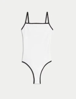 Contrast Trim Square Neck Swimsuit -M&S contrast trim square neck swimsuit 14