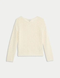 Cotton Blend Crew Neck Short Jumper 33 Cotton Blend Crew Neck Short Jumper -M&S cotton blend crew neck short jumper 10