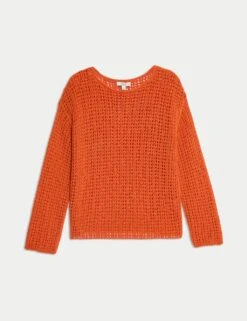 Cotton Blend Crew Neck Short Jumper 40 Cotton Blend Crew Neck Short Jumper -M&S cotton blend crew neck short jumper 16